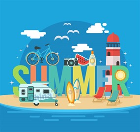 夏季旅行插画矢量素材